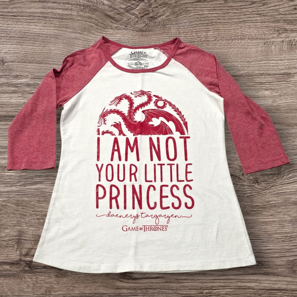 Game Of Thrones Womans Half  Sleeve Raglan Tee - Red and White Size XS- A69